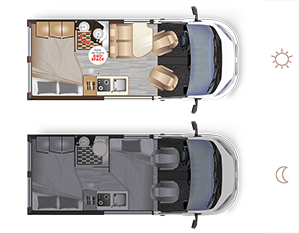 Matkailuauto D43 SELECT - Tilajrjestely