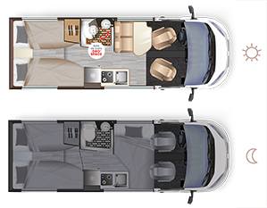 Matkailuauto Dreamer D68 SELECT - Tilajrjestely
