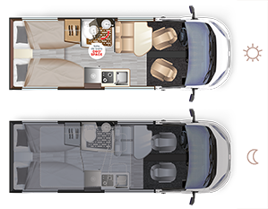 Matkailuauto Dreamer D68 UP SELECT - Tilajrjestely